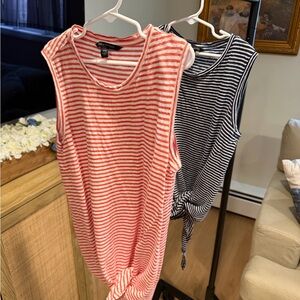 Striped Sleeveless Nautical Side-Knot Tops